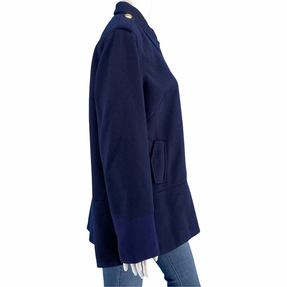 LOGO by Lori Goldstein Legacy Double Knit Coat Medium Size Blue Jacket w Pockets